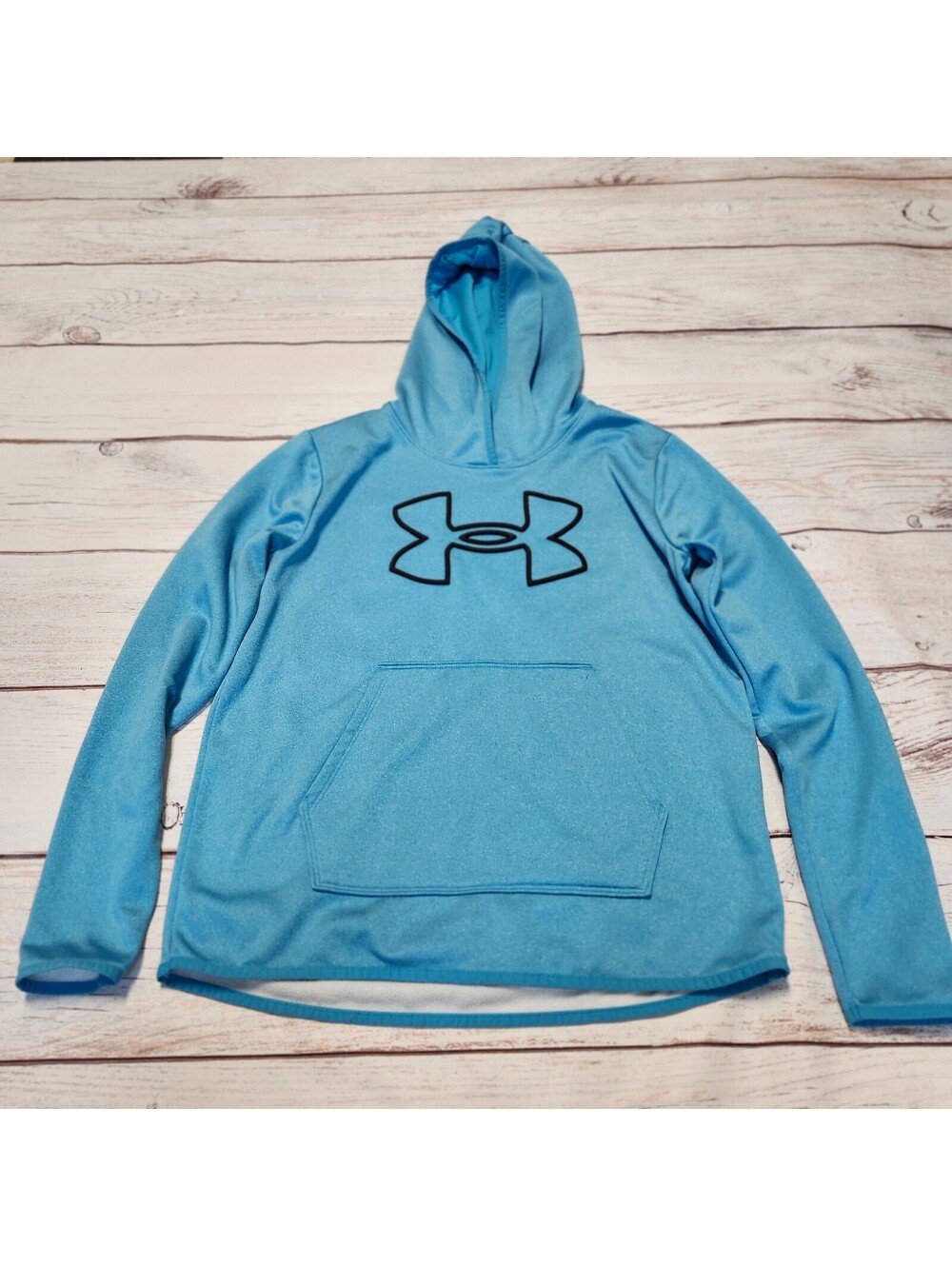 Under Armour Blue Pullover Hoodie with Black Logo Women's Small